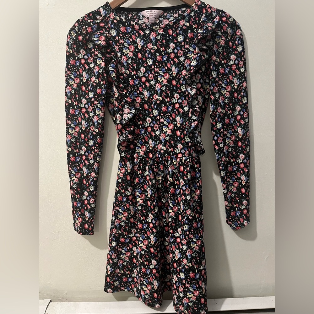 Dress. Never worn. Black with colorful flowers